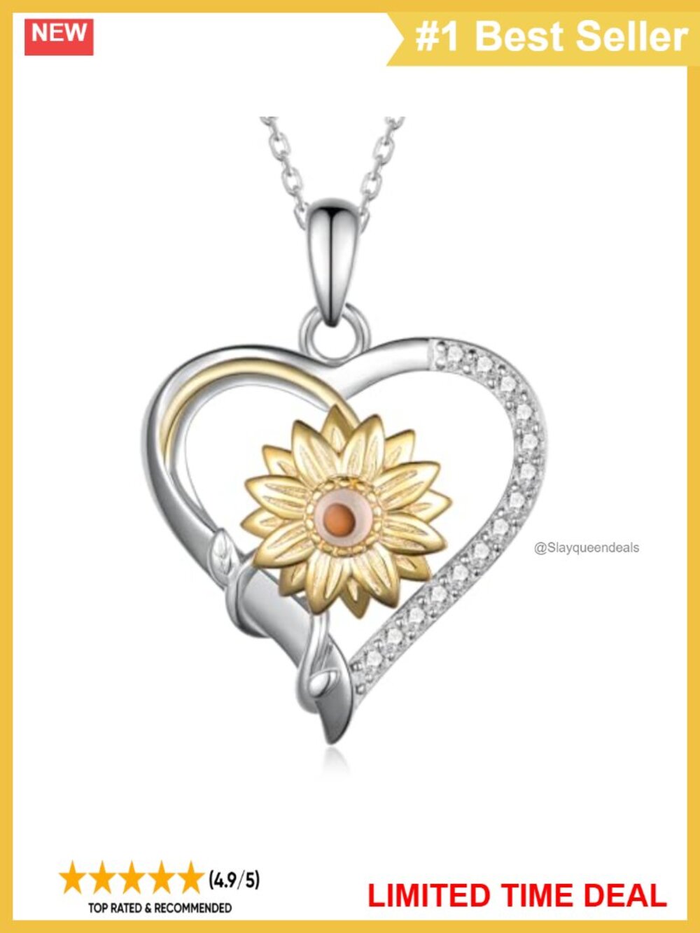 Sterling Silver Sunflower Mustard Seed Pendant Necklace Faith Gift